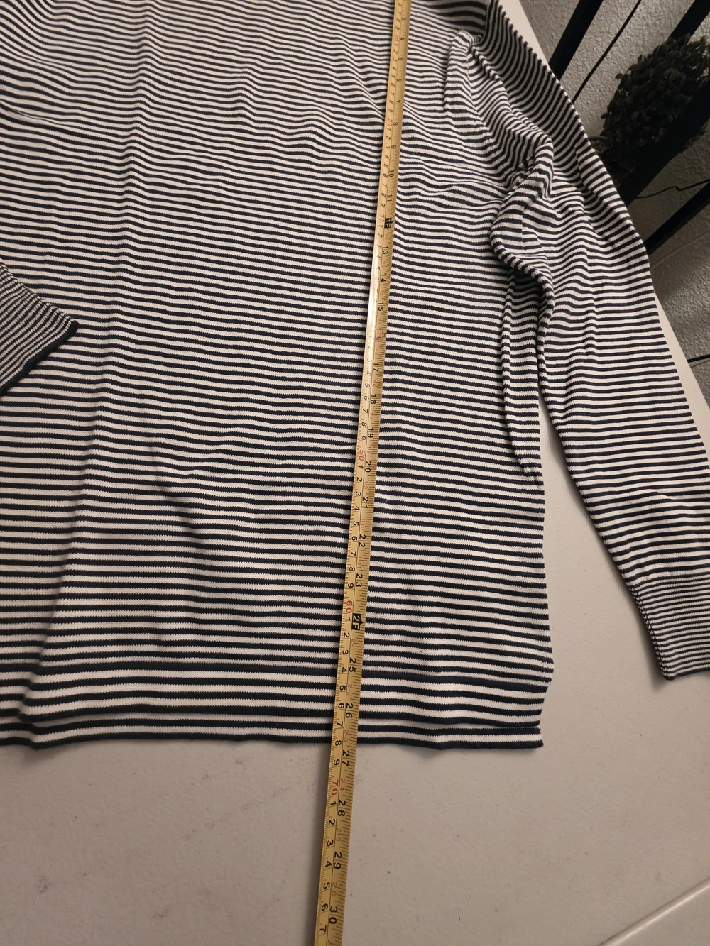 J. Crew Black and White Striped Crewneck Sweater